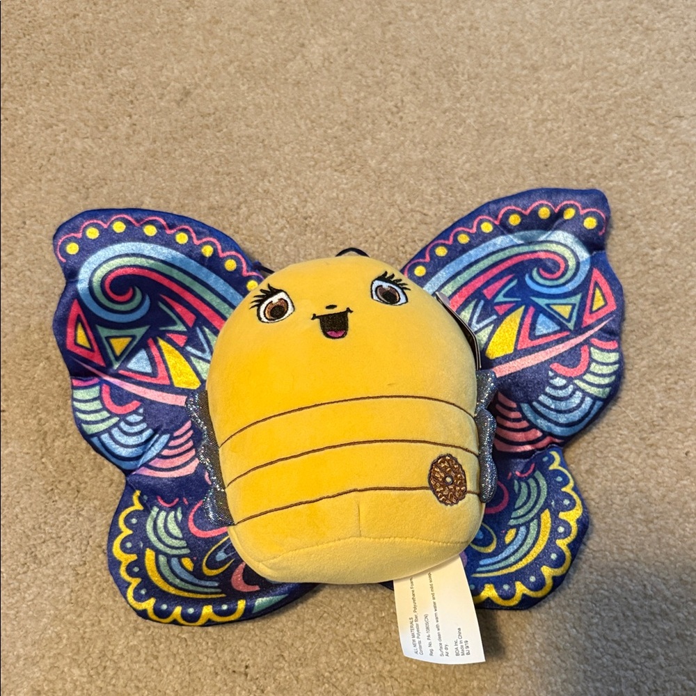 Vibrant Yellow and Blue Butterfly Plush Toy